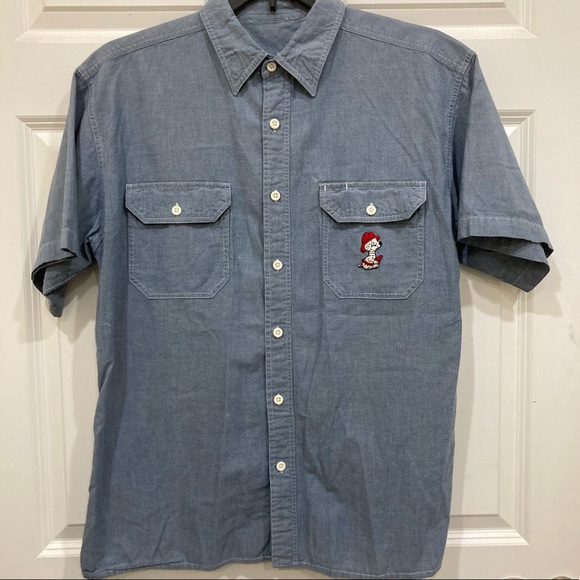 Vintage XL Firehouse Dalmatian embroidered patch on Mens chambray cotton - Picture 1 of 6